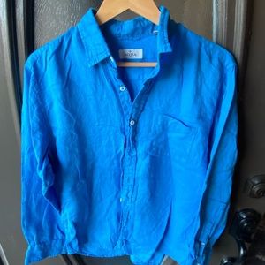 Aqua Mens blue long sleeve button down shirt